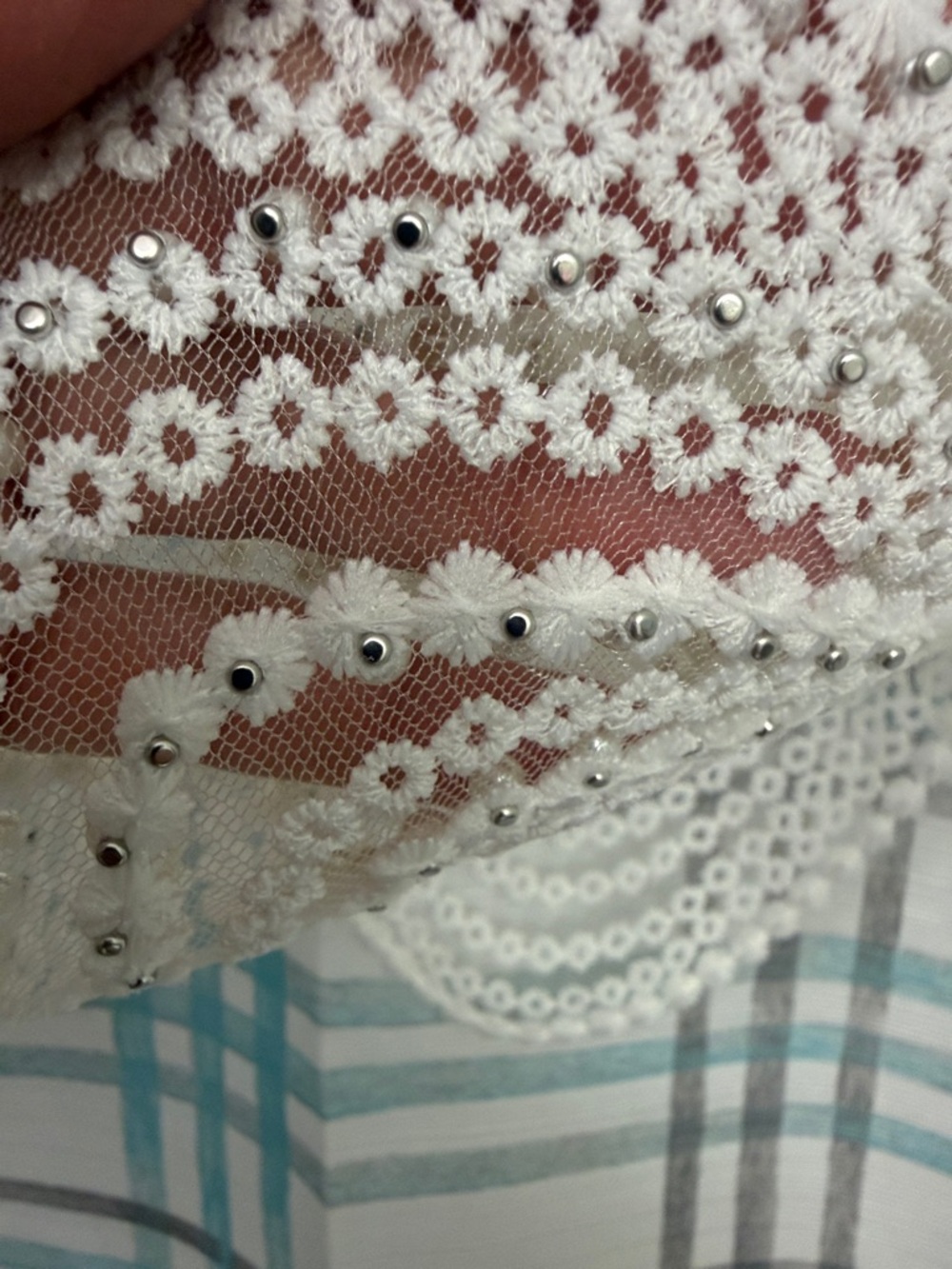 MIU MIU White Sequin Scalloped Crop Top - Picture 4 of 5